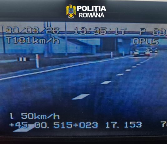 Târgu Jiu: Fără permis 120 de zile! Se deplasa cu 181 km/h. Autoturismul nu avea ITP